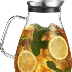 84- OZ Glass Pitcher With Stainless Steel Lid